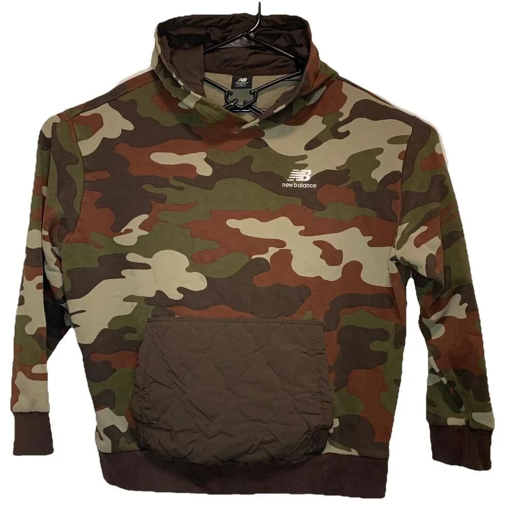 New Balance Camo Hoodie Men's XL Camouflage Pullover Sweatshirt Quilted Pocket - Picture 1 of 6